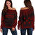 Gambier Islands Polynesian Chief Women's Off Shoulder Sweater - Red Version Red - Polynesian Pride