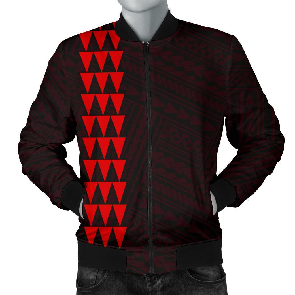 Hawaii Kakau Polynesian Turtle Map Men's Bomber Jacket - Red Red - Polynesian Pride