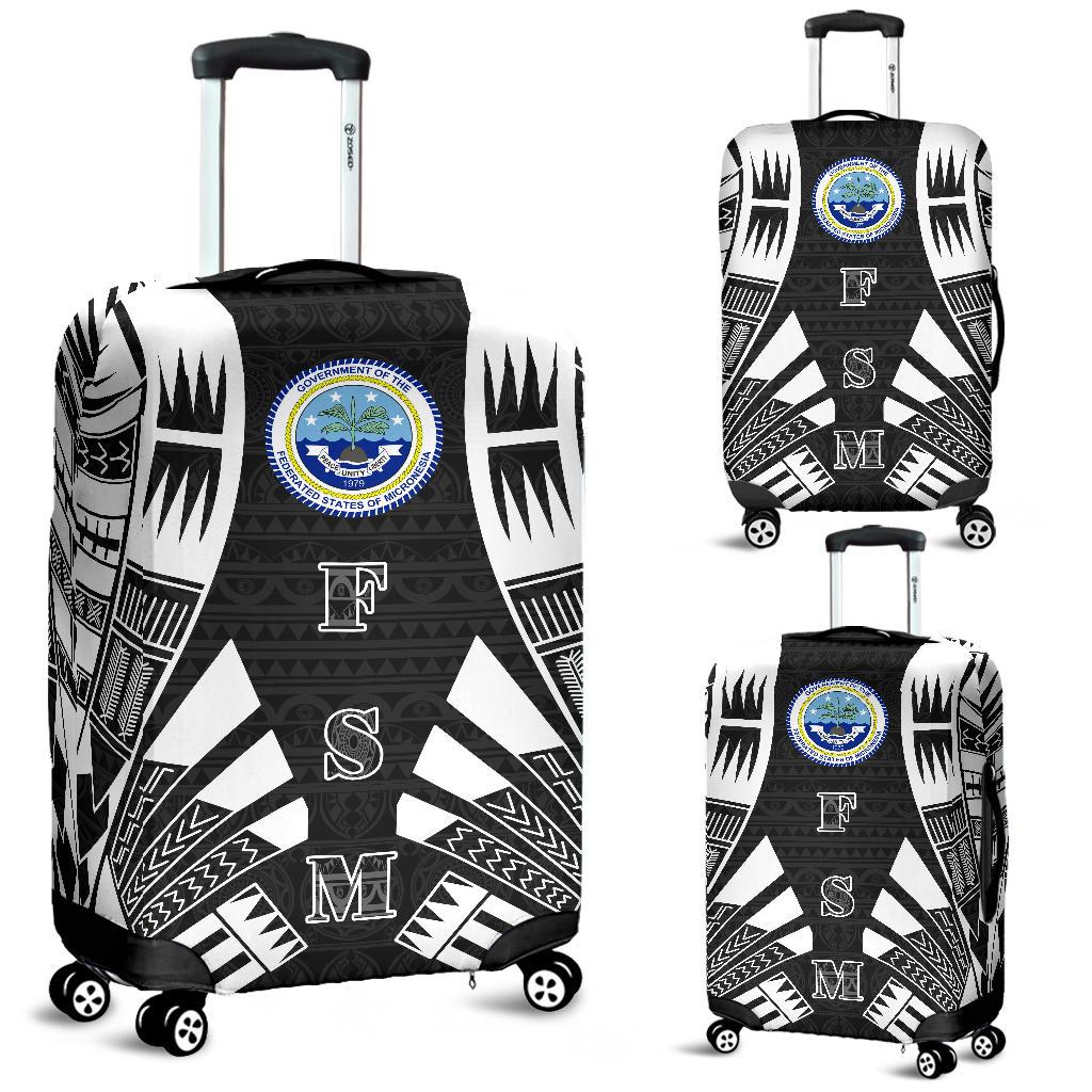 Federated States of Micronesia Luggage Cover - Polynesian Tattoo Black Black - Polynesian Pride