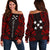 Gambier Islands Women's Off Shoulder Sweater - Polynesian Tattoo Red Red - Polynesian Pride