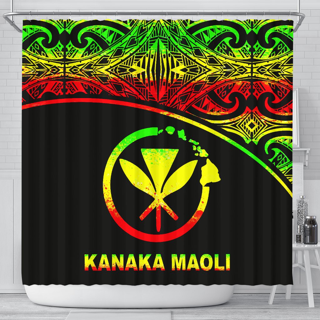 Kanaka Maoli Shower Curtain - Reggae Curve Style 177 x 172 (cm) Reggae - Polynesian Pride