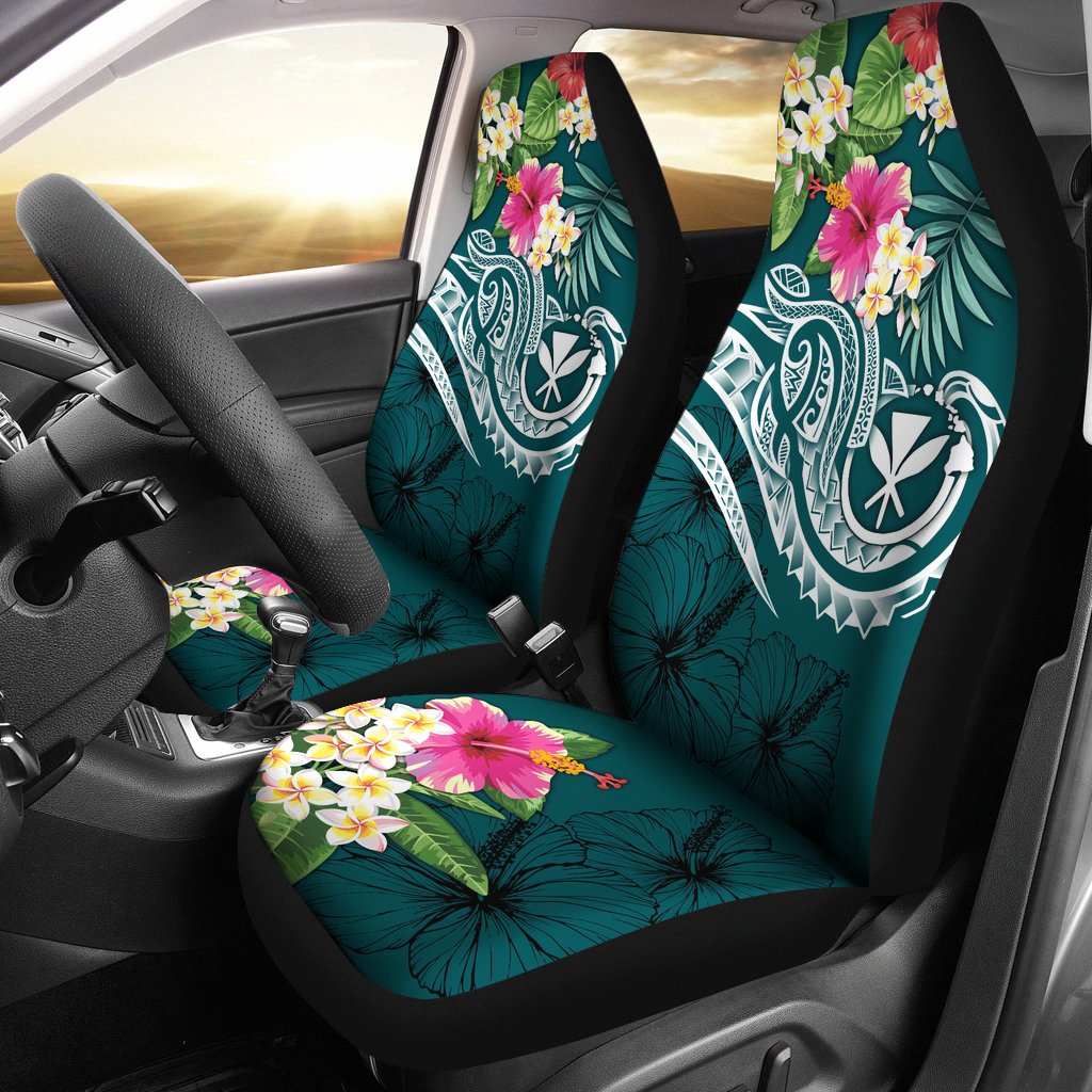 Polynesian Hawaii Kanaka Maoli Car Seat Covers - Summer Plumeria Universal Fit Blue - Polynesian Pride