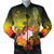 Yap Men's Bomber Jacket - Humpback Whale with Tropical Flowers (Yellow) Yellow - Polynesian Pride