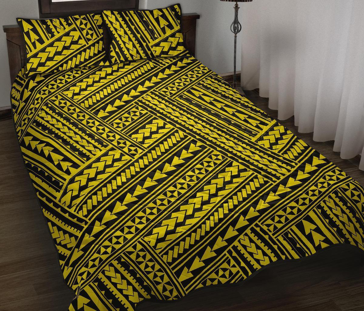 Hawaii Quilt Bed Set Polynesia Nation AH Yellow - Polynesian Pride