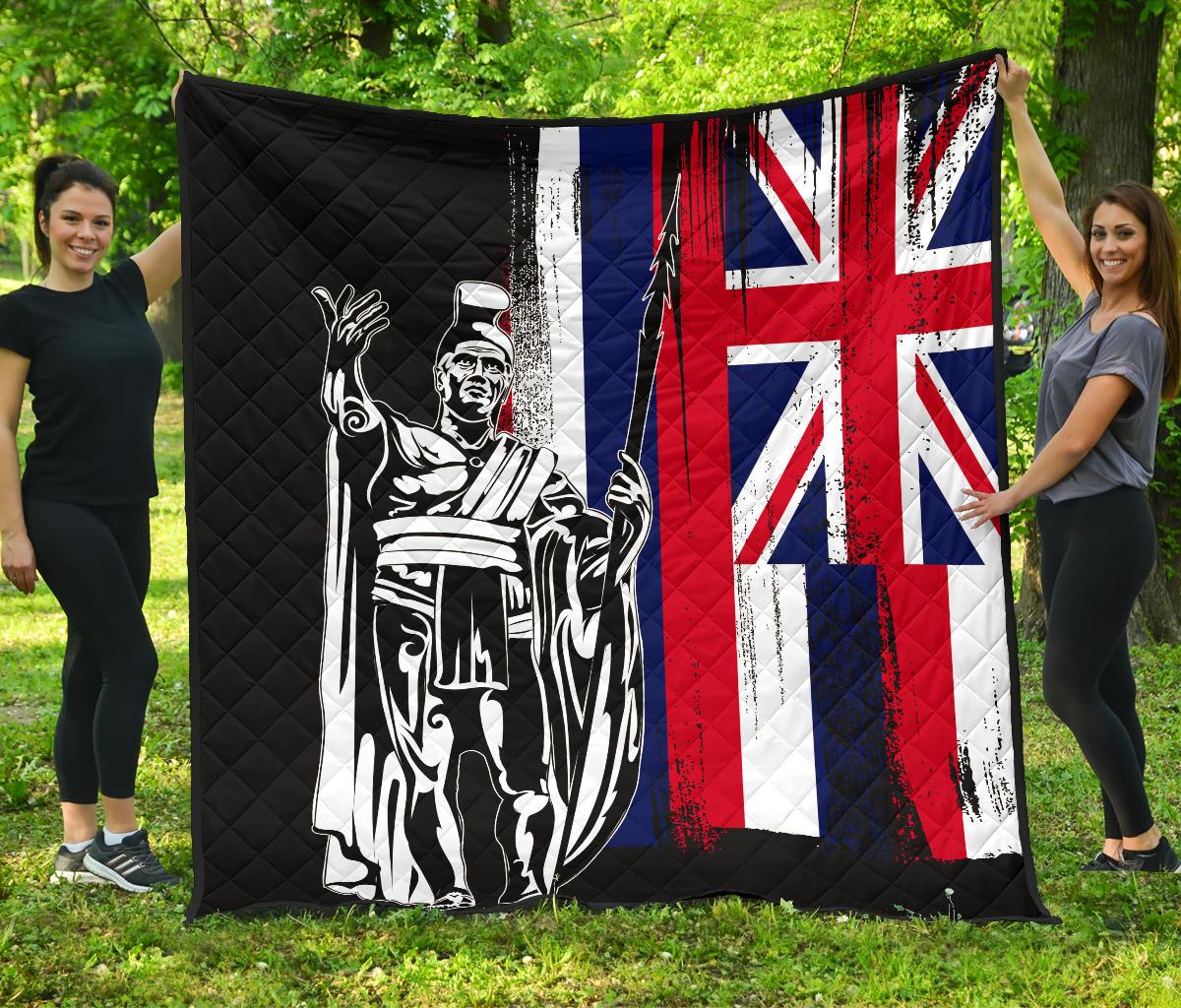 Hawaii King Flag Premium Quilt White - Polynesian Pride