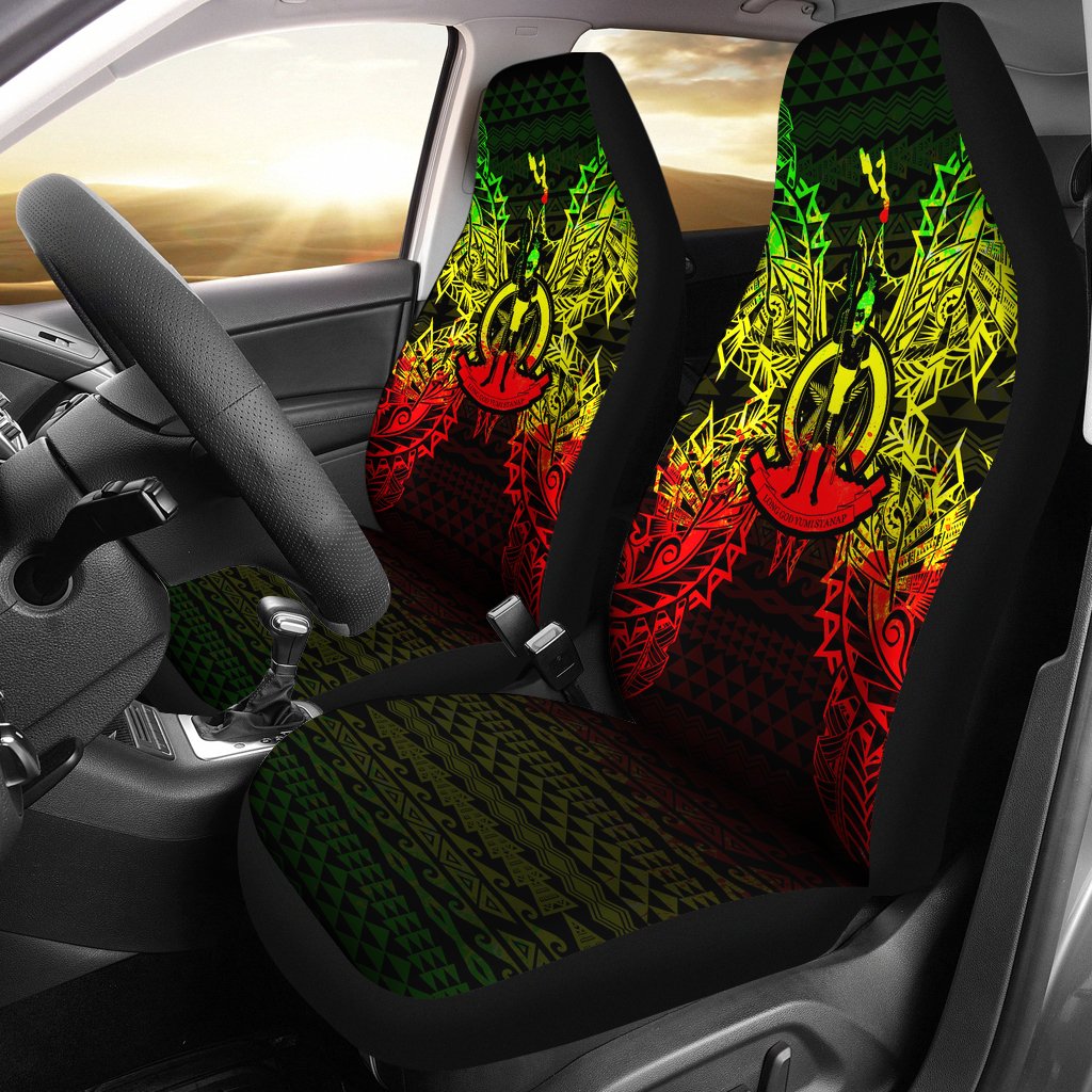 Vanuatu Car Seat Cover - Vanuatu Coat Of Arms Map Reggae Universal Fit Reggae - Polynesian Pride