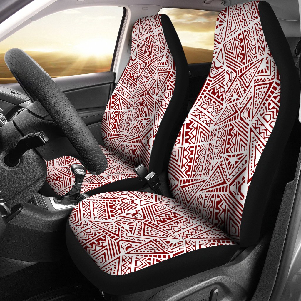 Polynesian Car Seat Cover - Polynesian Tattoo 14 Universal Fit Red - White - Polynesian Pride