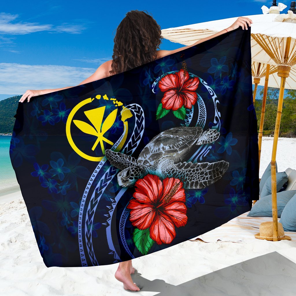 Hawaii Polynesian Sarong - Blue Turtle Hibiscus One Style One Size Blue - Polynesian Pride