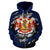 Polynesian Royal Coat of Arms Kanaka Map Hawaii Custom Zip Hoodie Blue - Polynesian Pride