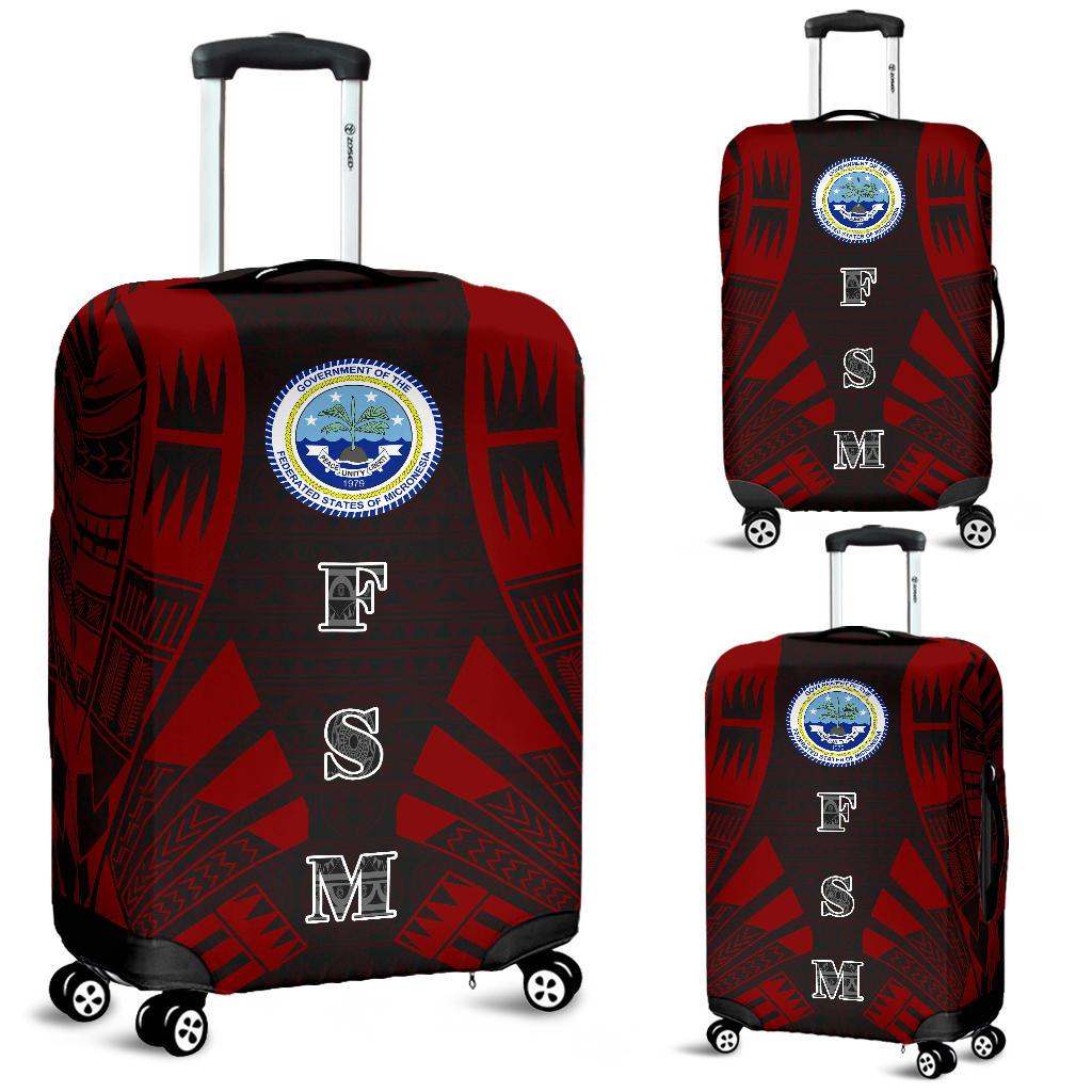 Federated States of Micronesia Luggage Cover - Polynesian Tattoo Red Red - Polynesian Pride