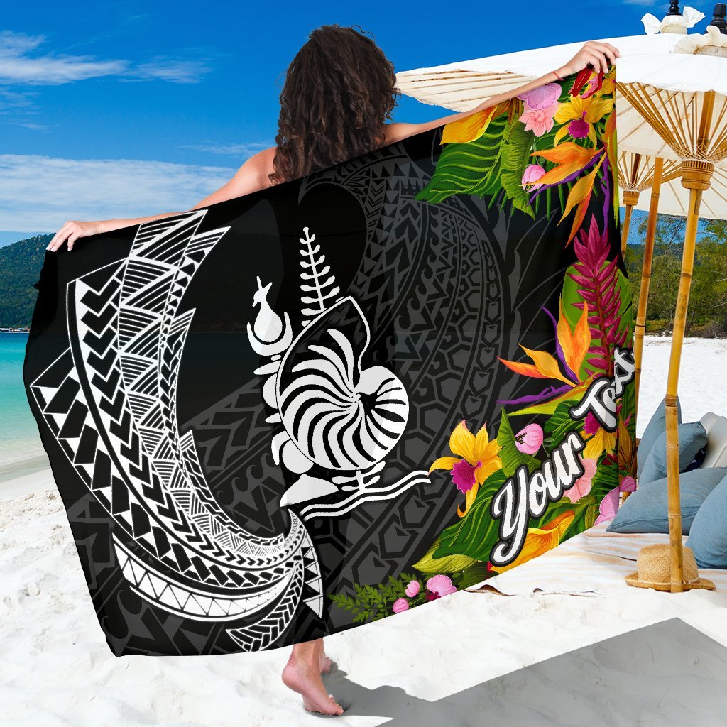 New Caledonia Sarong - Custom Personalised Seal Spiral Polynesian Patterns Sarong - New Caledonia Black - Polynesian Pride