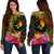 YAP Polynesian Personalised Women's Off Shoulder Sweater - Hibiscus and Banana Leaves Art - Polynesian Pride