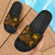 Samoa Sandals - Turtle Hibiscus Pattern Gold Black - Polynesian Pride