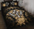 Kosrae Polynesian Quilt Bed Set Hibiscus Gold Black - Polynesian Pride