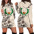 Pohnpei Hoodie Dress - Pohnpei Flag & Beige Hibiscus White - Polynesian Pride