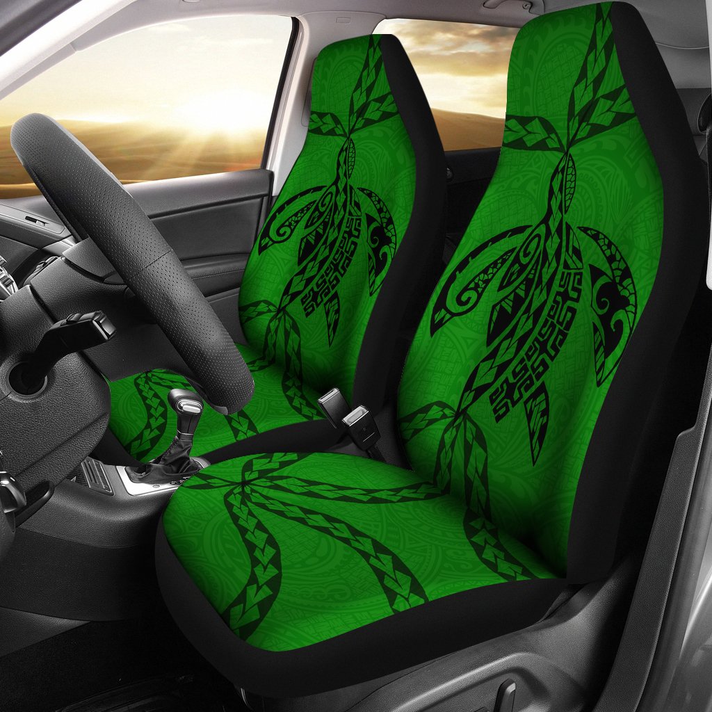 Polynesian Car Seat Covers - Polynesian Tattoo Green Universal Fit Green - Polynesian Pride