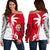 Tahiti Polynesian Coconut Tree Off Shoulder Sweater K4 Red - Polynesian Pride