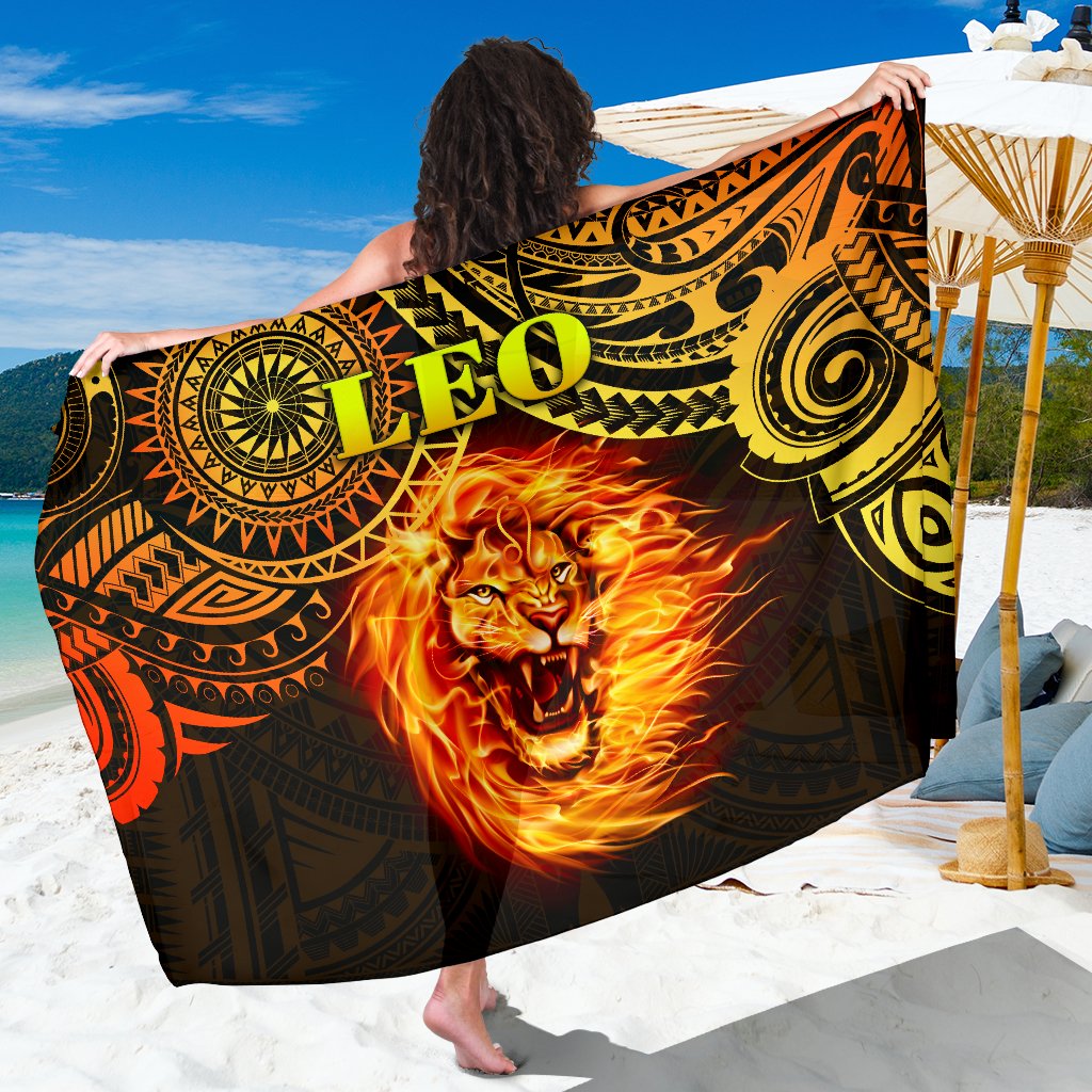 Sun In Leo Zodiac Sarong Polynesian Tattoo Unique Vibes Sarong - Polynesian Pride