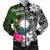 Marshall Islands Men Bomber Jacket - Turtle Plumeria Banana Leaf Black - Polynesian Pride