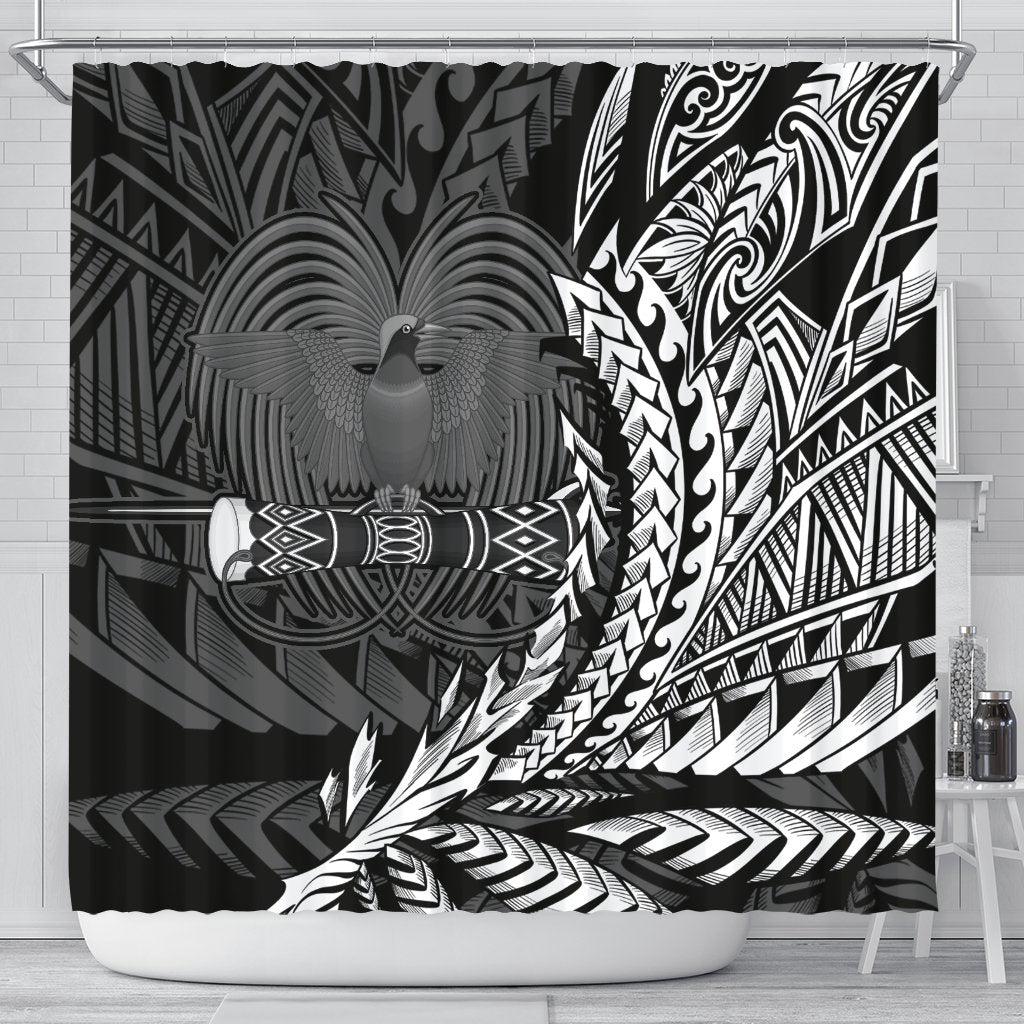 Papua New Guinea Shower Curtains - Wings Style 177 x 172 (cm) Black - Polynesian Pride