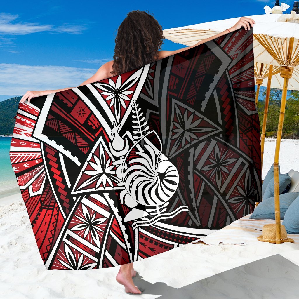 New Caledonia Sarong - Tribal Flower Special Pattern Red Color SARONG ONE SIZE Red - Polynesian Pride