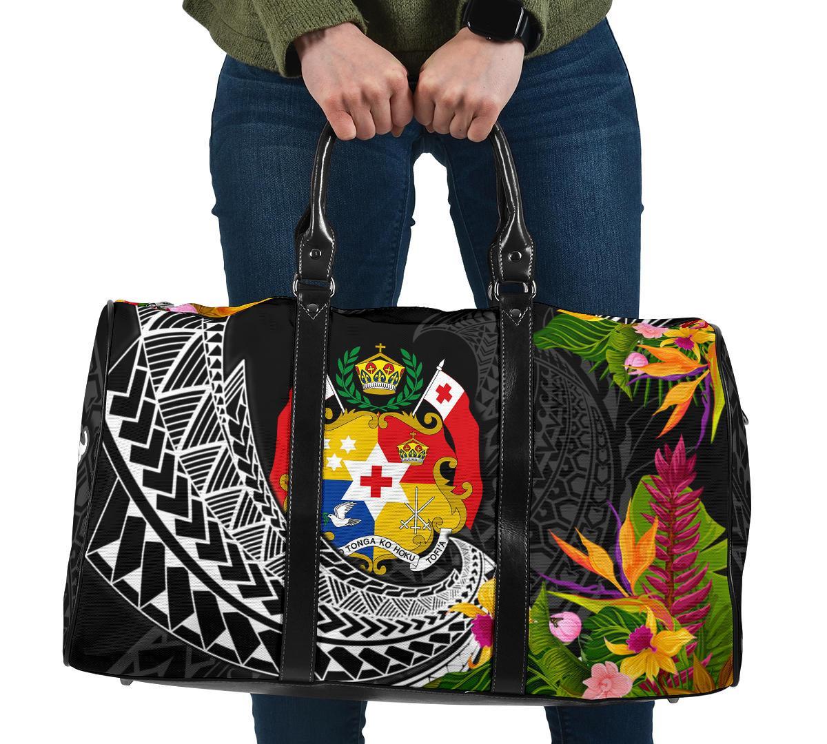 Tonga Travel Bag - Custom Personalised Seal Spiral Polynesian Patterns Travel Bag - Black - Tonga One size Black - Polynesian Pride