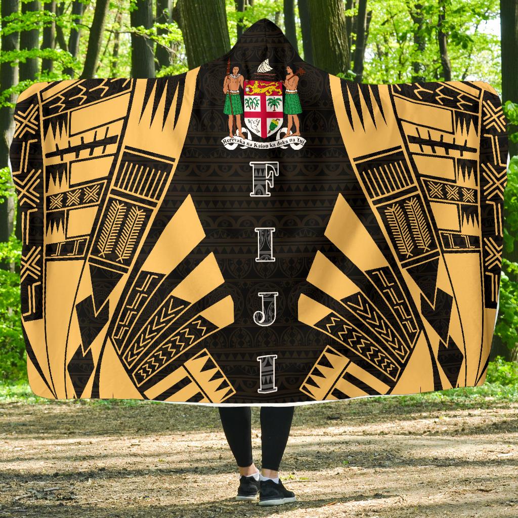 Fiji Hooded Blanket - Polynesian Tattoo Gold Hooded Blanket Gold - Polynesian Pride