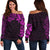 New Zealand Women's Off Shoulder Sweater, Maori Polynesian Tattoo Purple Purple - Polynesian Pride