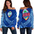 Guam Women's Off Shoulder Sweater - Polynesian Patterns Sport Style Blue - Polynesian Pride