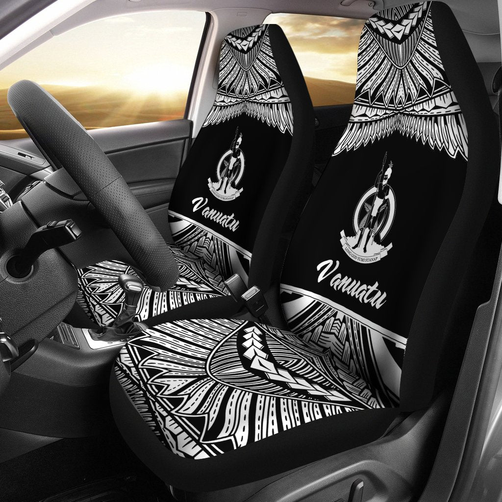 Vanuatu Polynesian Car Seat Covers - Pride White Version Universal Fit White - Polynesian Pride