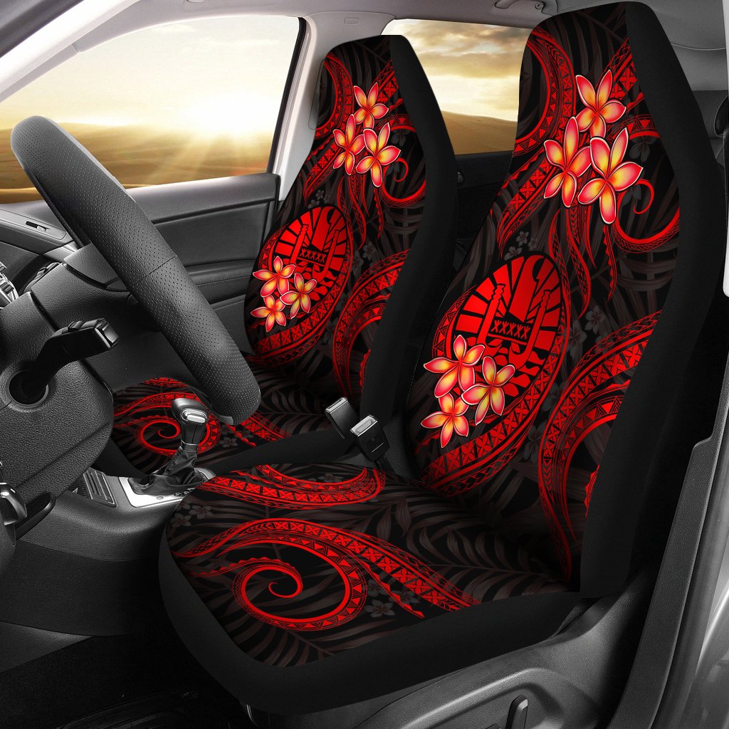 Tahiti Polynesian Car Seat Covers - Red Plumeria Universal Fit RED - Polynesian Pride