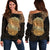 Wild Shark Polynesian Women Off Shoulder Sweater Gold - Polynesian Pride