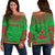 Vanuatu Flag Polynesian Chief Women's Off Shoulder Sweater Green - Polynesian Pride