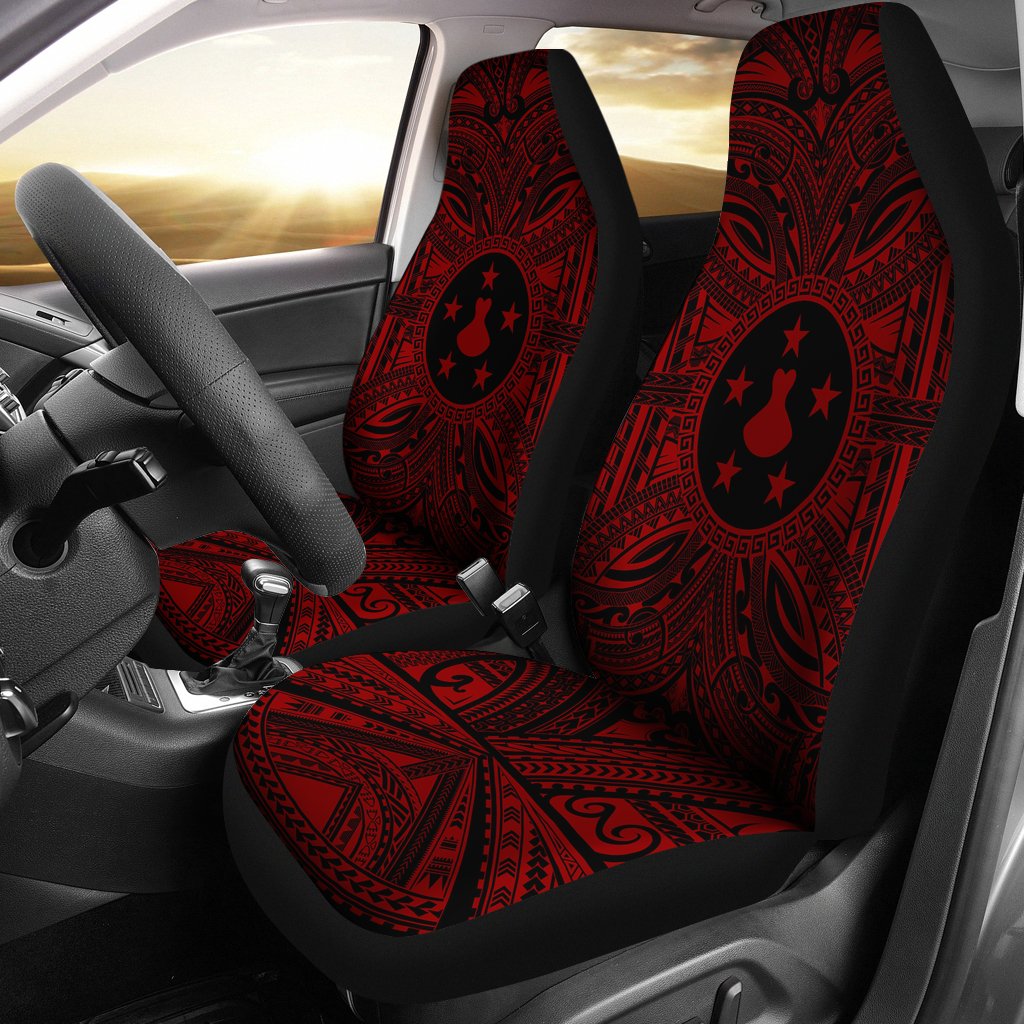 Austral Islands Car Seat Cover - Austral Islands Coat Of Arms Polynesian Red Black Universal Fit Red - Polynesian Pride