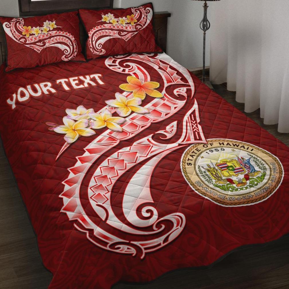 Hawaii Personalised Quilt Bed Set - Hawaii Seal Polynesian Patterns Plumeria Art - Polynesian Pride