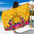 Polynesian Sarongs - Vanuatu Symbols With Hibiscus One Style One Size Yellow - Polynesian Pride