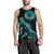 American Samoa Polynesian Men Tank Top - Turtle With Blooming Hibiscus Tuquoise - Polynesian Pride