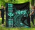 Hawaii Map Kanaka Polynesian Hula Girl Premium Quilt - Turquoise Turquoise - Polynesian Pride