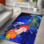 American Samoa Polynesian Area Rug - Humpback Whale with Tropical Flowers (Blue) Blue - Polynesian Pride