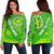 Cook Islands Women Off Shoulder Sweater Polynesian Victorian Vibes Green - Polynesian Pride