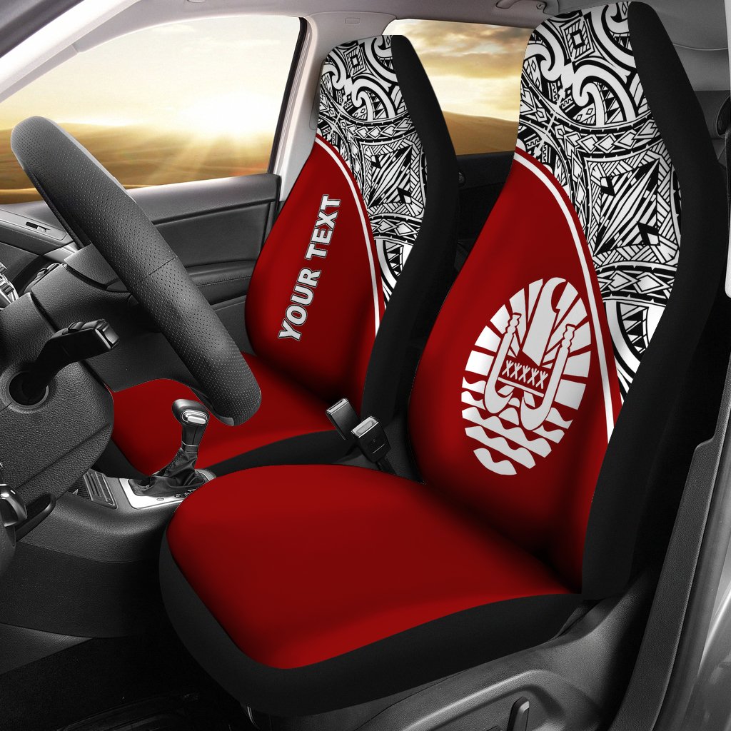 Tahiti Custom Personalised Car Seat Covers - Tahiti Flag Polynesian Red Curve Universal Fit Red - Polynesian Pride