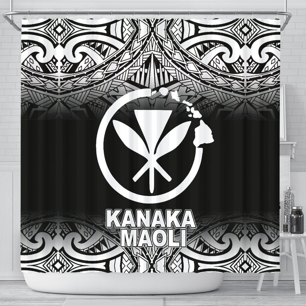 Kanaka Maoli Shower Curtain - Black Fog Style 177 x 172 (cm) Black - Polynesian Pride