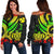 Wallis and Futuna Women's Off Shoulder Sweater - Reggae Tentacle Turtle Art - Polynesian Pride