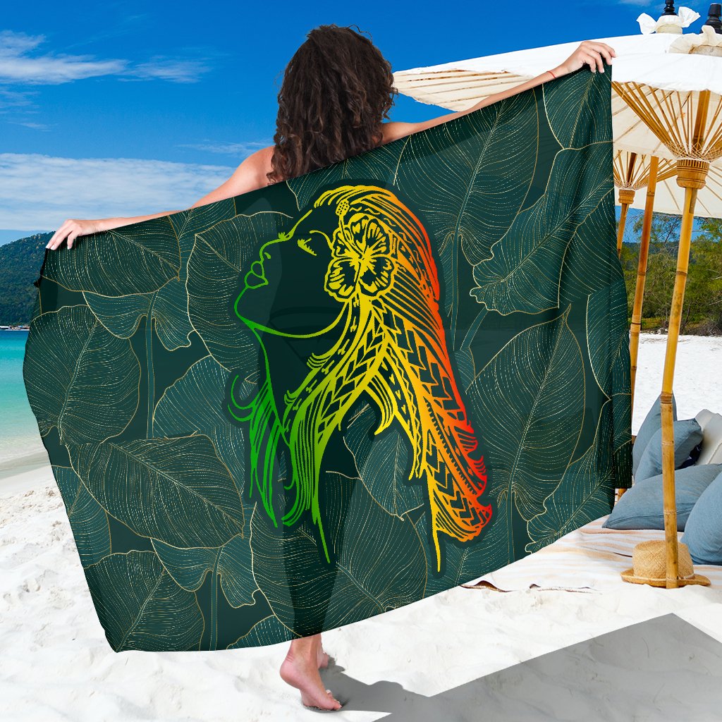 Hawaii Monstera Kalo Hula Girl Kanaka Maoli Sarong Sarong One Size Green - Polynesian Pride