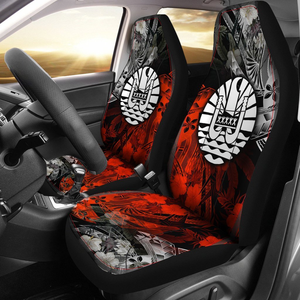 Tahiti Polynesian Car Seat Covers - Vintage Polynesian Turtle Universal Fit Black - Polynesian Pride