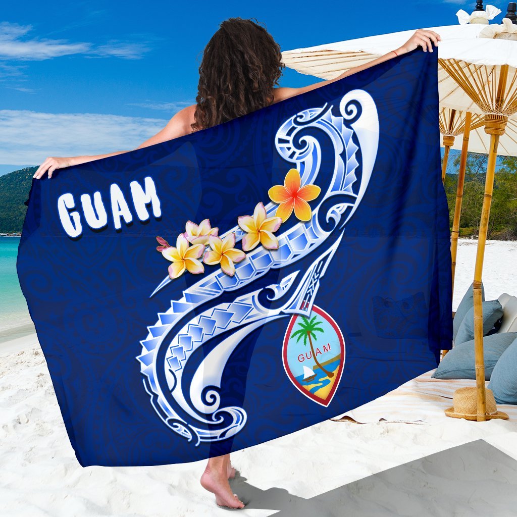 Guam Sarong - Guam Seal Polynesian Patterns Plumeria (Blue) One Style One Size Blue - Polynesian Pride