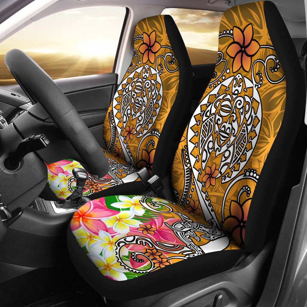 Polynesian Car Seat Covers - Turtle Plumeria Gold Color Universal Fit Gold - Polynesian Pride