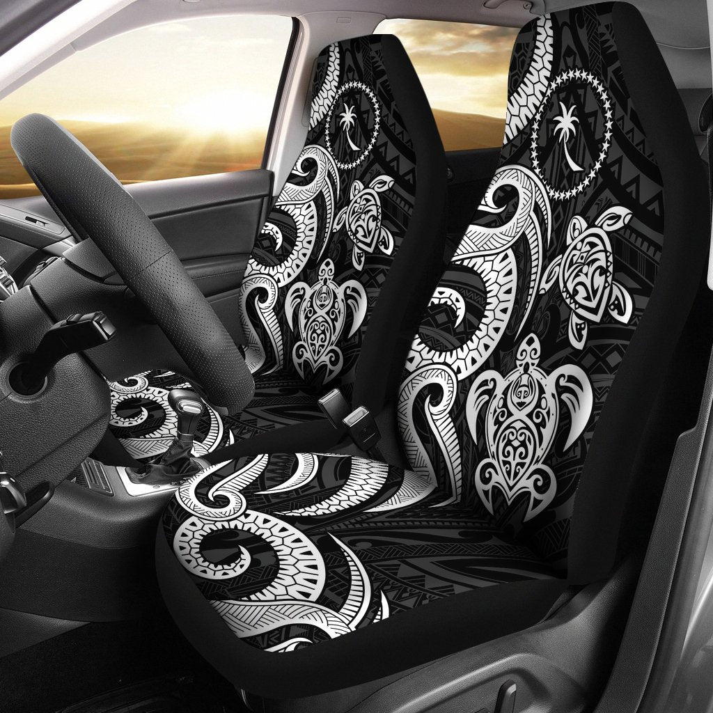 Chuuk Micronesian Car Seat Covers - White Tentacle Turtle Universal Fit White - Polynesian Pride