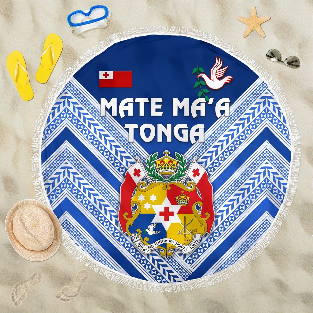 Mate Ma'a Tonga Rugby Beach Blanket Polynesian Creative Style - Blue Beach Blanket One Size Blue - Polynesian Pride