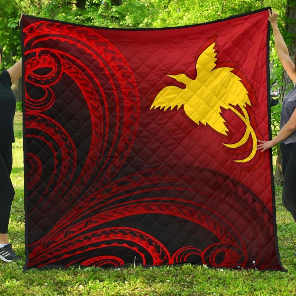 Papua New Guinea Premium Quilt - Raggiana Bird of Paradise Polynesian Patterns Red - Polynesian Pride